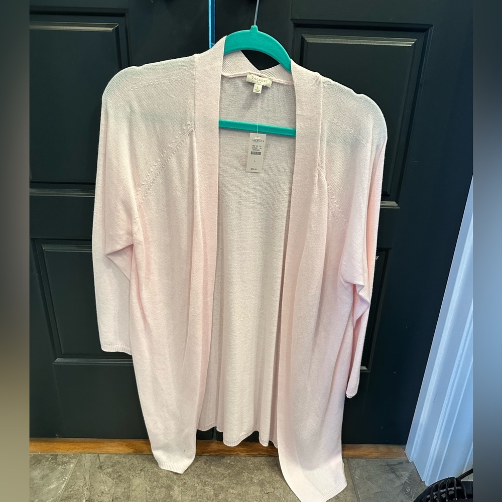 Talbots lightweight light pink sweater set. New with tags. Size LARGE